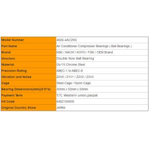 Front Axle Wheel Air Conditioner Compressor Bearing 4606-4AC2RS