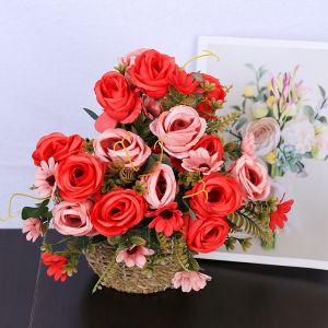 European style simulation rolled edge rose wedding bouquet, wedding photography