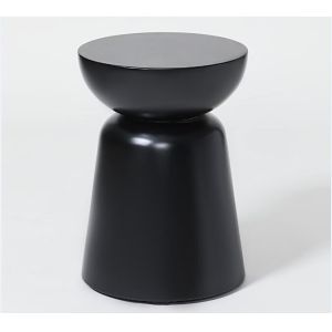 Round shape Black solid wood hotel bedroom furniture drum side table