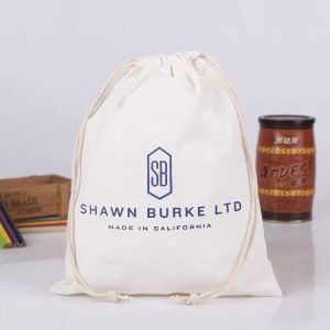 Small Cotton Muslin Drawstring Bags / White Promotional Drawstring Bags