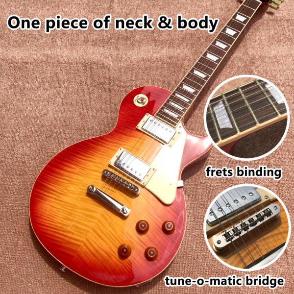 New standard LP 1959 R9 electric guitar, Cherry burst color, frets cream binding, a piece of neck & body, Tune-o-Matic b