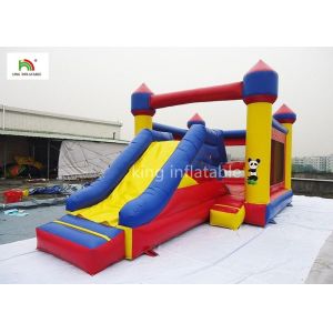 Waterproof Inflatable Jumping Castle With Slide Outside Yellow Rockey
