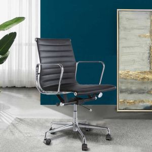 Black PU Leather W20.86" Tomile Living Room Office Chair Soft Sponge Material