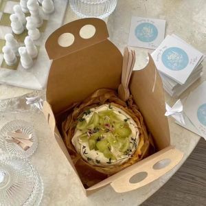 Custom Kraft Paper Basque Cake Box with Twisted Handle