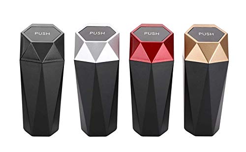 Leakproof Vehicle Trash Bin Easy Clean Up Car Trash Can with Lid New Car Dustbin Diamond Design