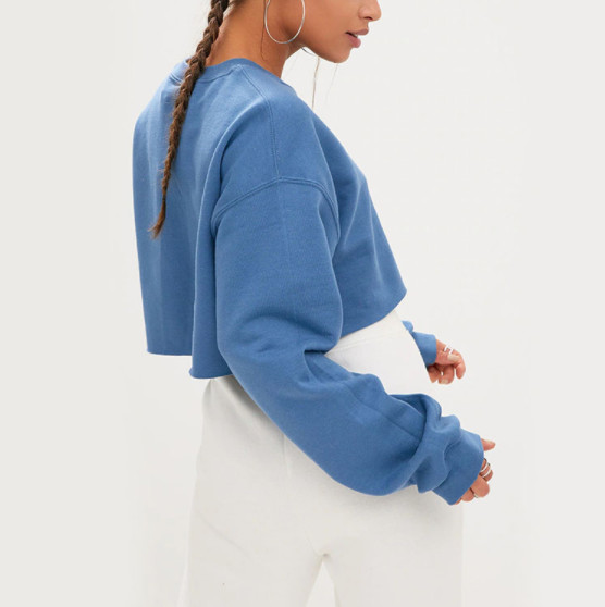 Knitted fabric Women Crop Top Sweatshirt