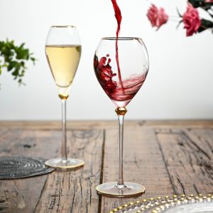 Gold Rim Lead Free Crystal Wine Glasses Dishwasher Safe 520ml