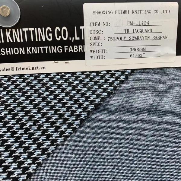 High Quality New Design Fancy 75Poly 22Rayon 3Span Knit Jacquard Fabric for Suits and Apparel and Clothes