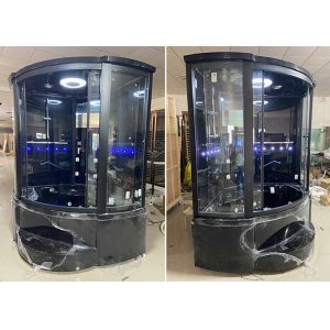 Bathroom Aluminum Frame Tempered Glass Black Steam Shower Enclosure Room