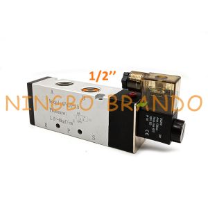 Quality 4V410-15 1/2 Inch Single Coil 5/2 Way Pneumatic Solenoid Valve for sale