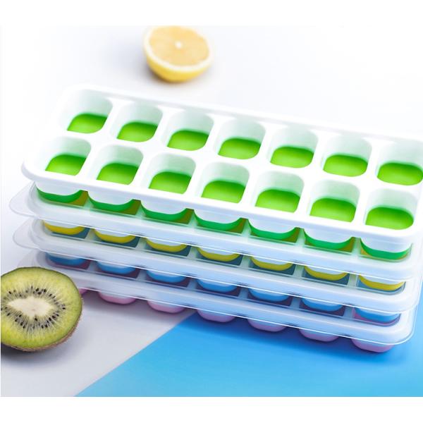 Stocked 14 Cavity Ice Cube Maker Molds with Lids and Bpa Free PP Plastic