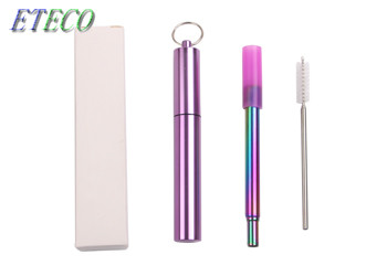 Buy 8mm Telescopic Stainless Steel Straws With Logo Cleaning Brush Offered at wholesale prices