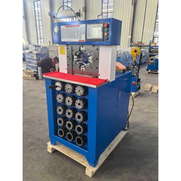 Blue Colors 3 Inch PLC Control System 6 - 76mm AC Hose Crimping Machine For
