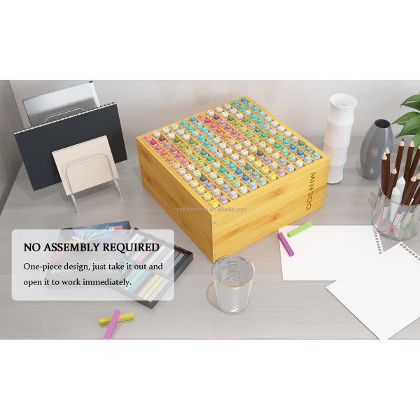 23 x 13.5 x 23CM Bamboo Marker Organizer Holds 100 Markers Art Supply Storage Rack