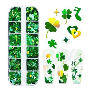 Quality Thousand Choices Offered Box Irish Festival Collection Sequins St. Patrick's Day Sequins Clover Green Sequins for Nails Accesories for sale