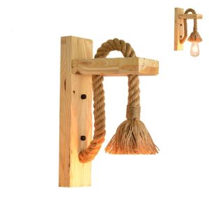 Vintage Wooden Wall Light for Restaurant Coffee Shop Decor rope wall lamp (WH-VR
