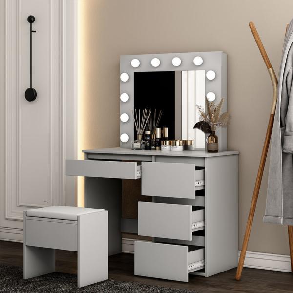 Buy Furniture Makeup Vanity With Mirror , White Dressing Cosmetic Table at wholesale prices