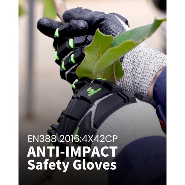 Impact Resistant TPR Gloves 13 Gauge HPPE Base Cut Proof Nitrile Grip Gloves