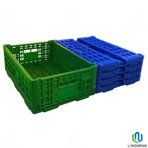 Quality 38L Food Grade Plastic Vegetable Stackable Collapsible Crates Customized for sale