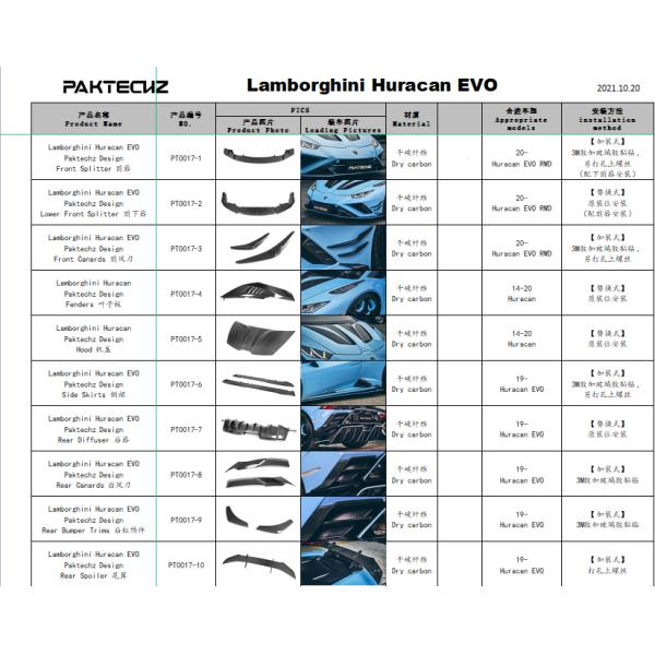 New Product Carbon Fiber Body Kit for Lamborghini Huracan EVO Huracan EVO Carbon Fiber Front Shovel Diffuser Spoiler