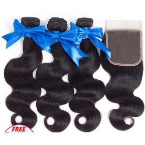 China 11A 55.88cm 22 inch Human Hair Bundles With Closure on sale