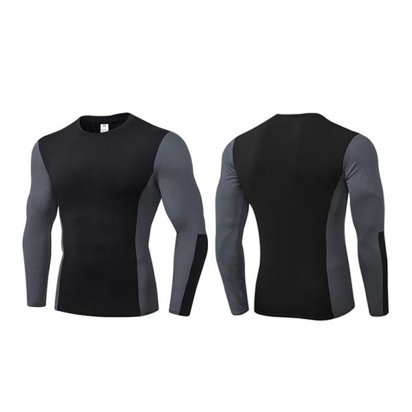 Black Sustainable Men Workout Sweatshirt Outdoor High Elastic Quick Dry Sportswear
