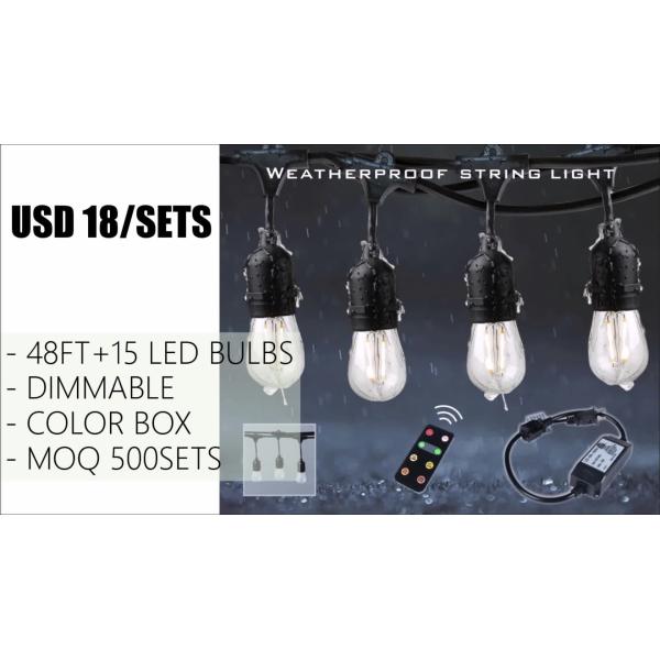 Buy IP65 Waterproof LED ETL Connectable Christmas Lights Decoration Wedding Party Garden Lights S14 Outdoor Festoon String Lights at wholesale prices