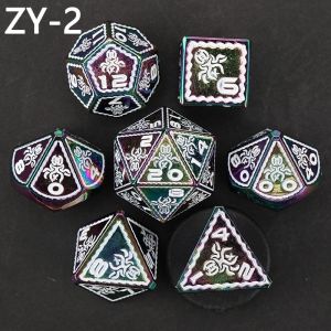 Electroplated Vintage Colored Octopus Metal Dnd Dice Set Dragon and Dragon
