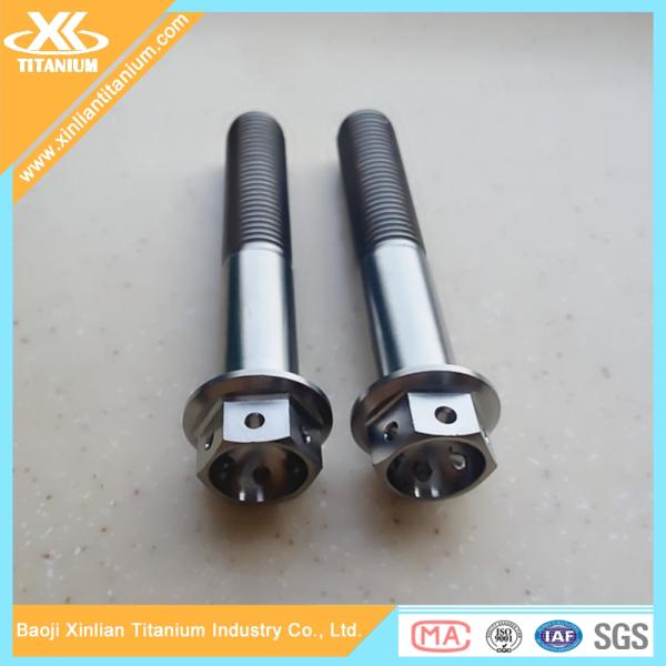 Buy Half thread Gr5 titanium hex flange bolts with holes at wholesale prices