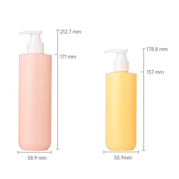 300/450ml Yellow/Pink HDPE Smooth Bottle With white Pump For shampoo lotion bottle