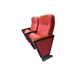 Red Aluminum Conference Room Chair Wood Armrest Padded With Fabric