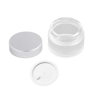Round 20g Cosmetic Cream Jar Transparent Frosted Glass Cream Jar With Silver