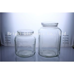 Quality glass storage jar with lid, glass container cheap for sale