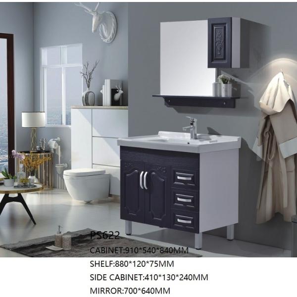 Buy Modern Design PVC Floor Standing Vanity Units With Side Cabinet And Mirror at wholesale prices
