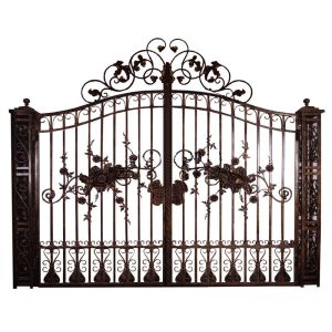 Security Entrance Cast Iron Decor Gate / Double Entry Ornamental Metal Gates