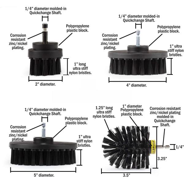 Household Easy Cleaning 4 Pcs Brush Drill For Kitchen Bathroom Auto Cleaning