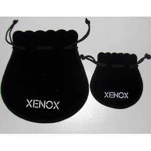 RoHS CMYK Velvet Drawstring Pouch Black Jewelry Bag TUV With Round Bottom