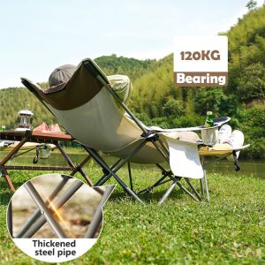 Outdoor Camping Portable Folding Beach Chair with Armrest and Removable Armrest