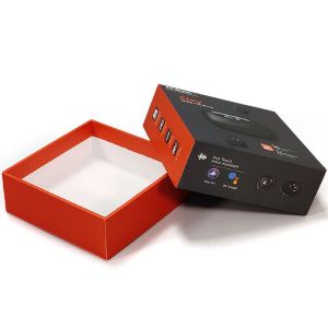 Coated Paper Earphone Packaging Box With Handle Lid And Base