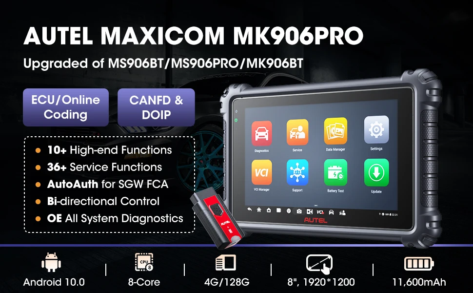 Autel MK906PRO Car Diagnostic Tool Bi-Directional Scanner CAN FD DOIP Support Upgraded MK906BT MS906BT