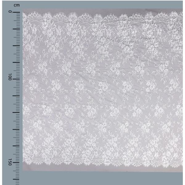 Nylon Mesh Eyelet White Chantilly Eyelash Lace Fabric For Bridal
