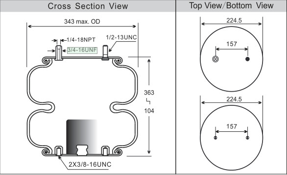 Goodyear Double Air Bag Bellows W01-358-7550 Gas Rubber Suspension Spring Repair Parts