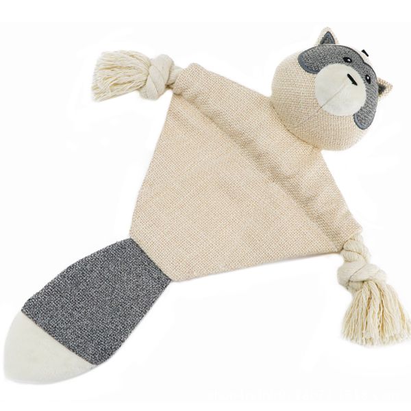 Buy Pet Plush Toy Grey Raccoon Squeaky Durable Chew Teeth Cleaning Interactive Toy at wholesale prices