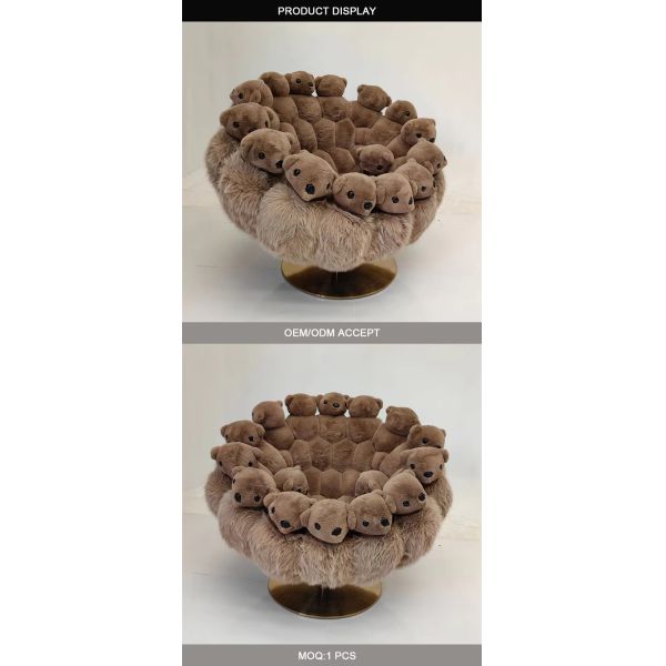 Home Furniture High End Creative Personality Art Alien Doll Animal Doll Lazy Polar Plush Teddy Bear Sofa Chair Designer