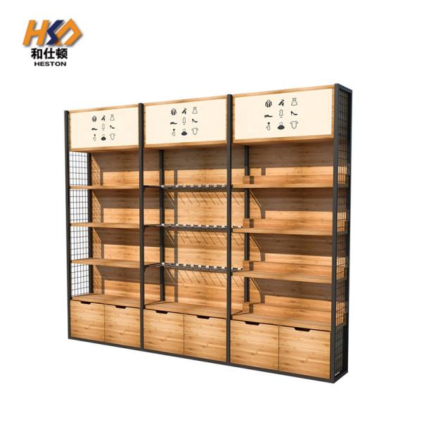 Buy Convenience Store Gondola Shelving Rack Wooden 50kg/Layer at wholesale prices