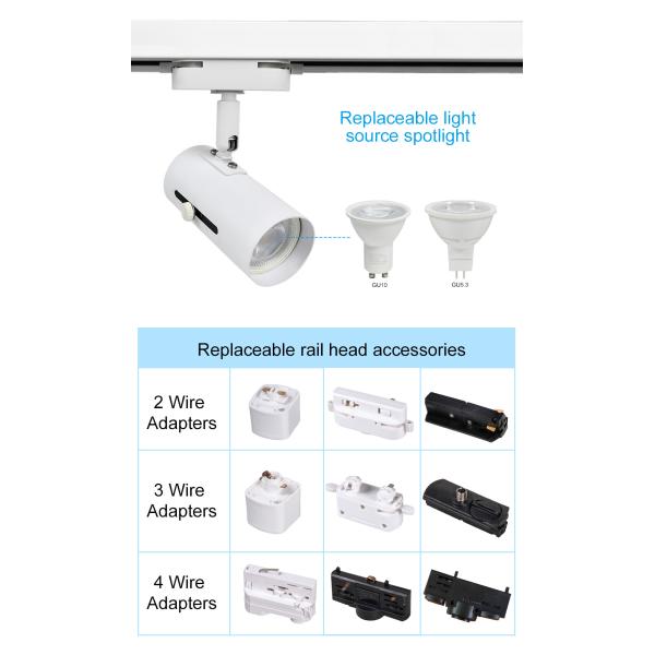 2 Wire / 3 Wire Track Light White Replaceable Light Source Lamp Cup Housing