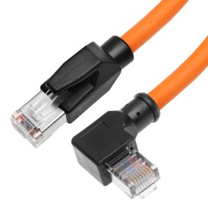 Alvin's Cables CAT6A SF UTP Right Angle RJ45 20m Orange PLC Cable
