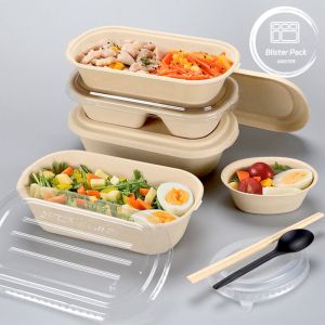 Biodegradable 2 Compartment Bagasse Sugarcane Bento Box - Sustainable Disposable