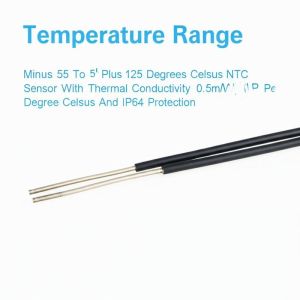Temperature Range Minus 55 To Plus 125 Degrees Celsius NTC Temperature Sensor With Thermal Conductivity 0.5mW Per Degree Celsius And IP64 Protection
