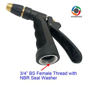 Metal Garden Hose Nozzle Black Gun With Rear Trigger Control